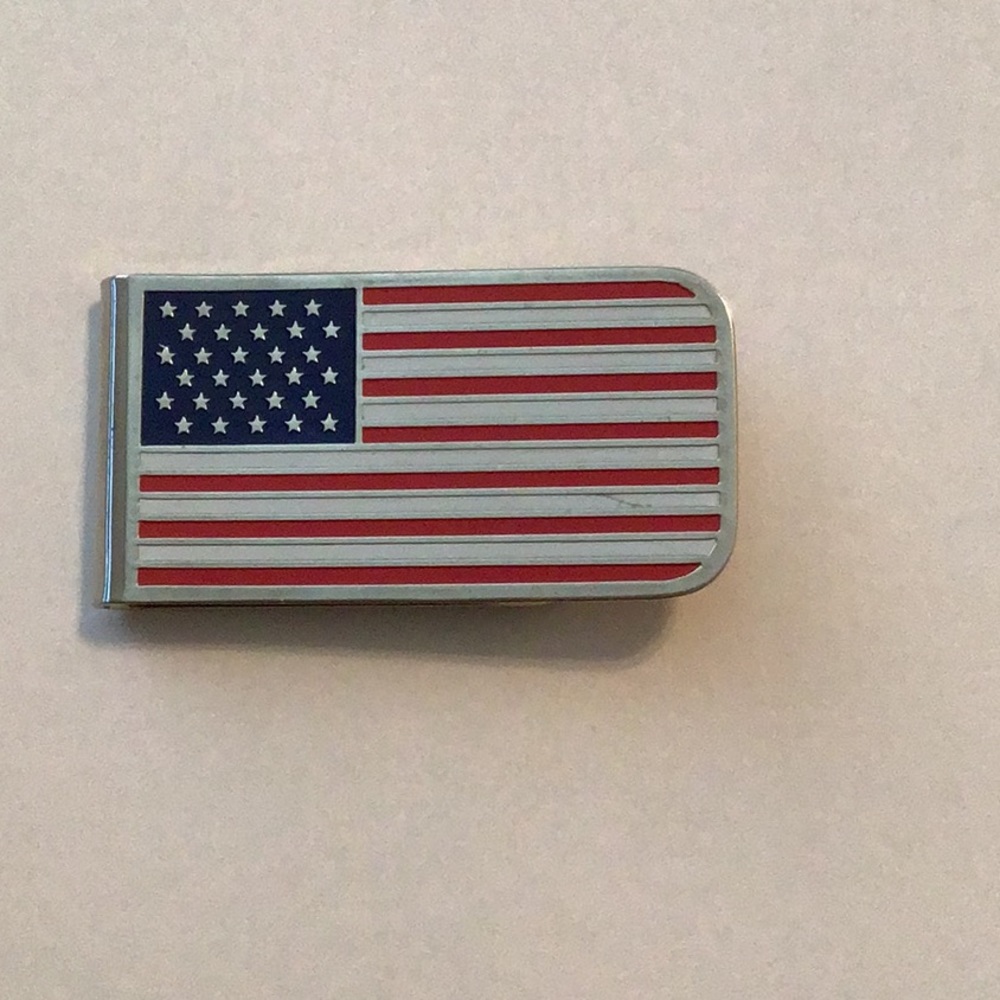 USA Money Clip Flag Silver Tone